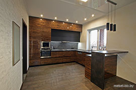 Фасады FENIX/пластик, ручка профиль SCHUECO, столешница EGGER.