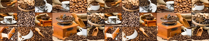 Скинали. Зерна кофе, кофемолка.