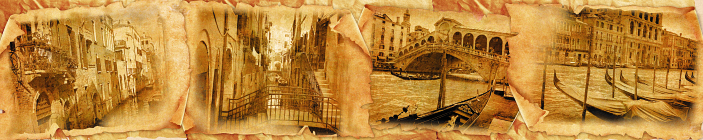 Рисунок для скинали. Венеция. В стиле ретро, гравюра, старая жёлтая бумага.