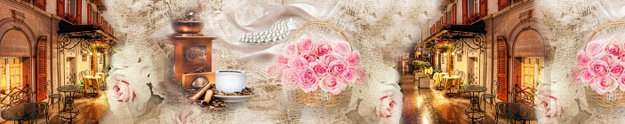 Скинали. Чашка кофе, кофемолка, вечерняя улица.