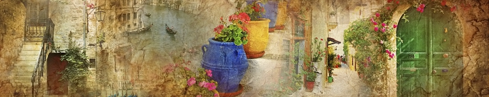 Скинали в стиле ретро. Улочки старого города.