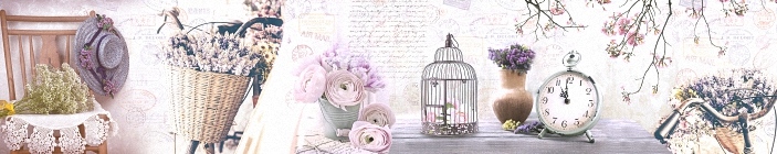 Скинали. Винтаж. Цветы, плетенная корзина, кувшин, будильник, цветы, шляпа.