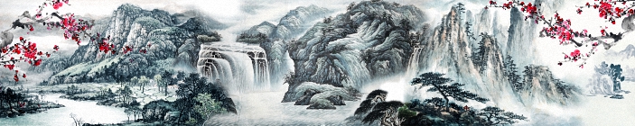 Скинали в восточном стиле. Горы, водопады.