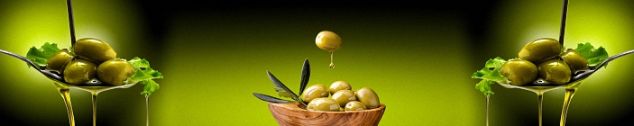 Скинали. Оливки, оливковое масло на оливковом фоне.