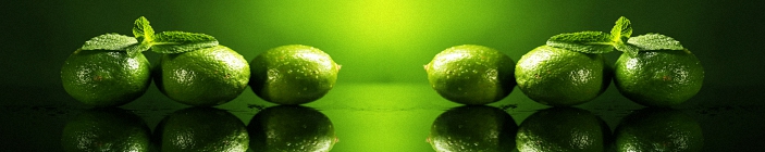 Скинали. Лимон (лайм) на зелёном фоне.