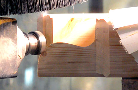 Фрезеровка зашиповки стенового бруса (S-образное соединение типа «ласточкин хвост» с пазами под уплотнитель)